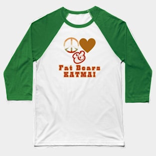 Peace Love & Fat Bears KATMAI - Pacific Northwest Style in Groovy Retro Cedar Colorway Baseball T-Shirt